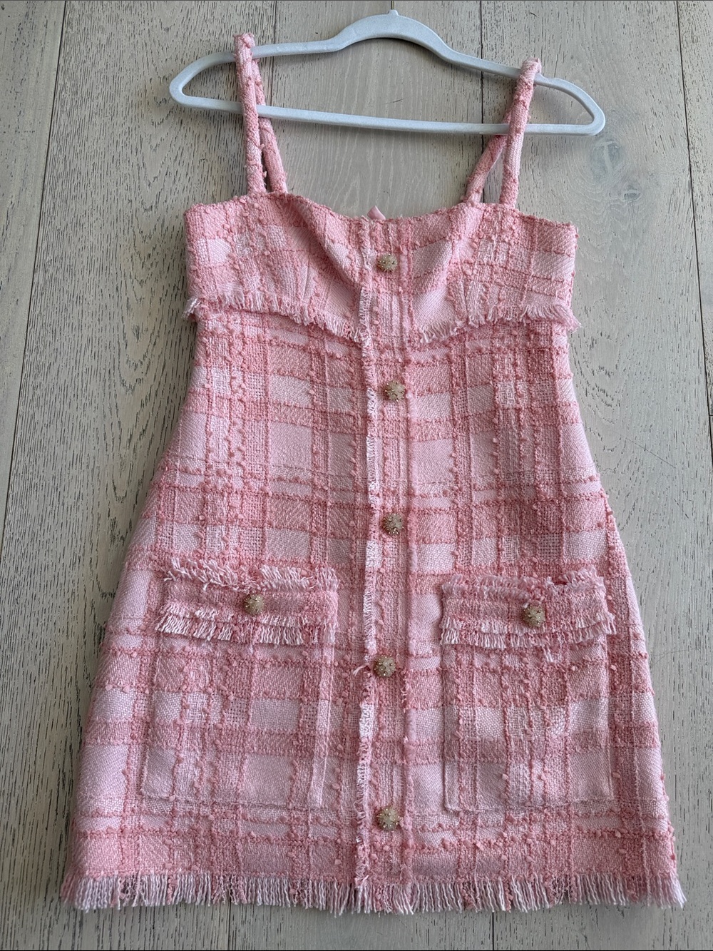 Alexis Pink Tweed Button-Front Sundress